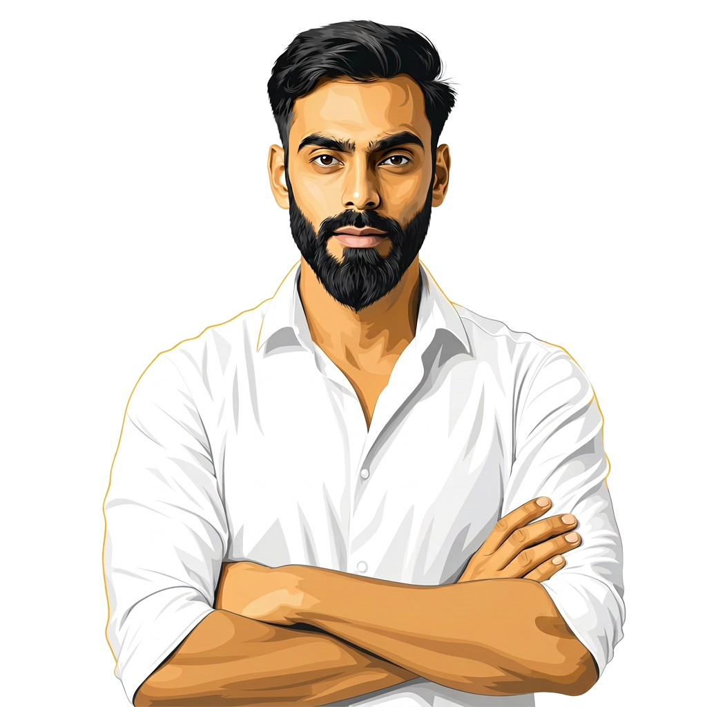 Portrait illustration of Deepak Kerkar